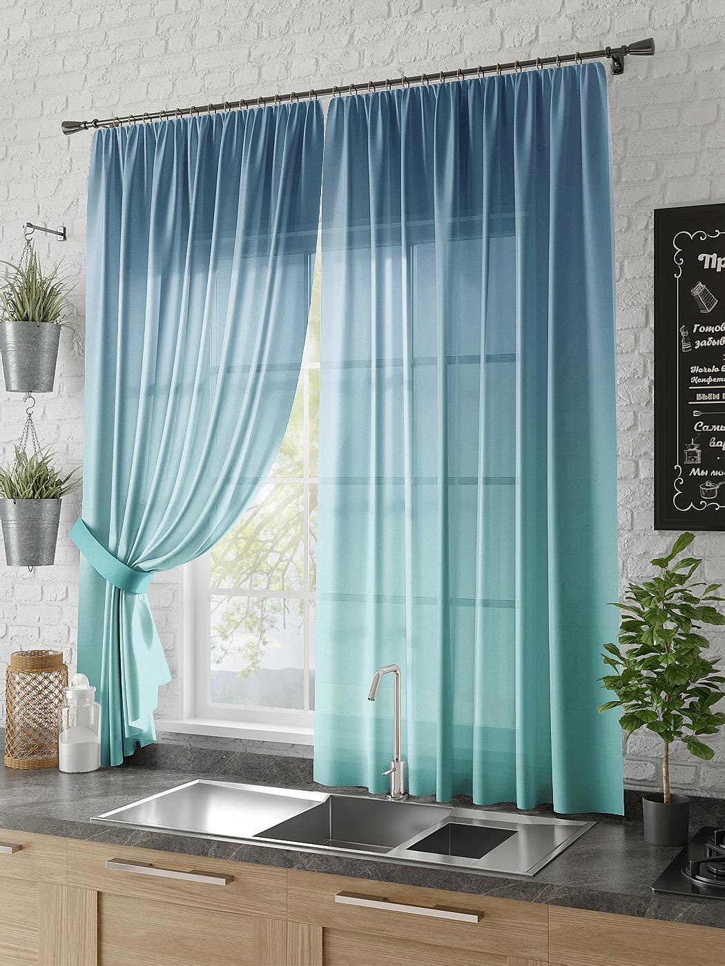 

Комплекты штор AT HOME Амэда высота 180 см, ширина 150 см, Синий/Голубой, 930599