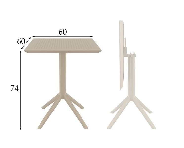 Обеденный стол Siesta exclusive Sky Folding Table 60 бежевый 60х60х74 см