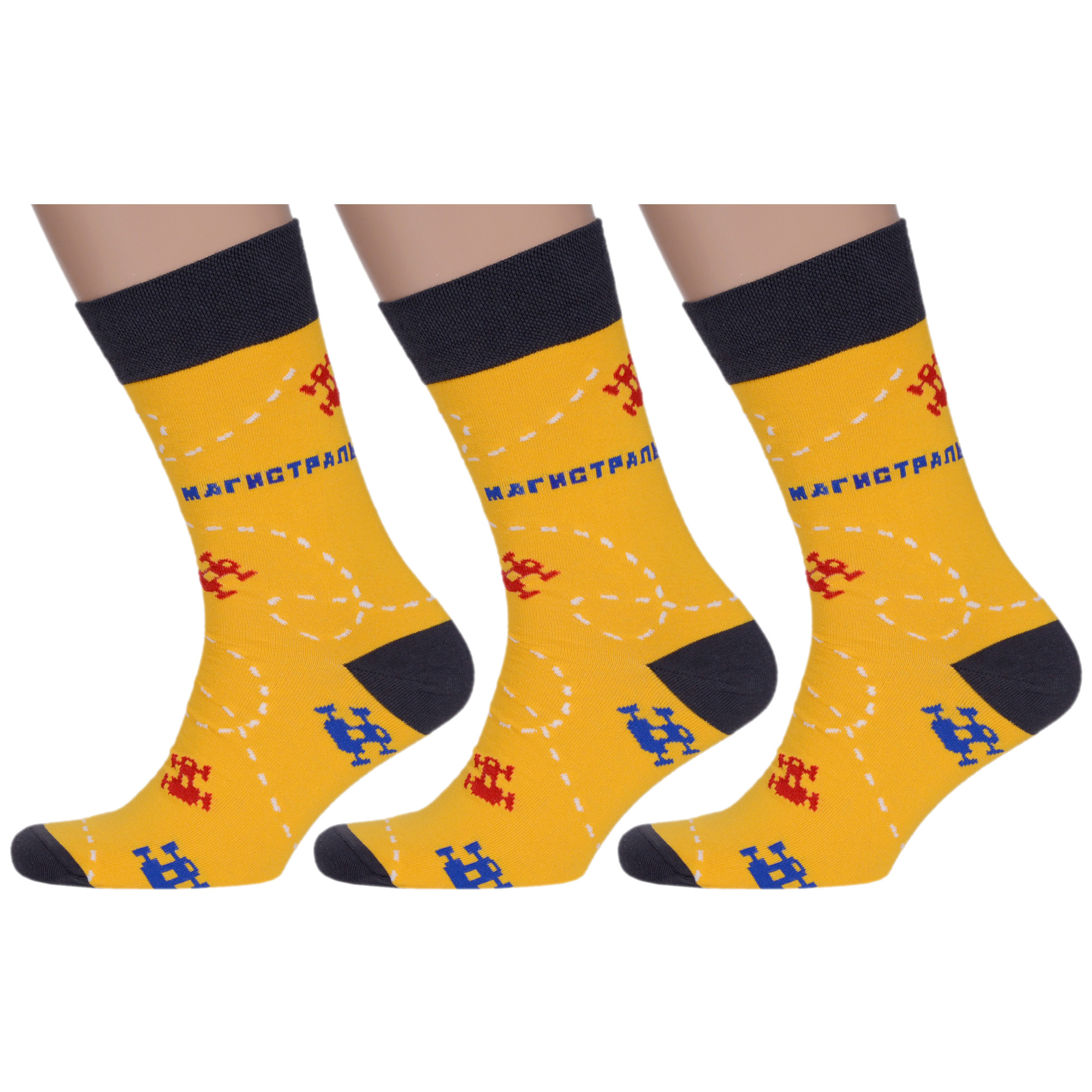 

Комплект носков мужских MoscowSocksClub msk3-М22 желтых 25, Желтый, msk3-М22