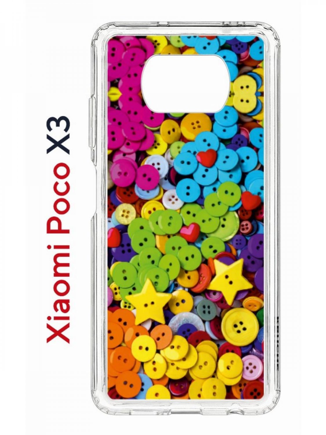 Чехол на Xiaomi Poco X3/X3 Pro Kruche Print Пуговки,противоударный бампер с принтом
