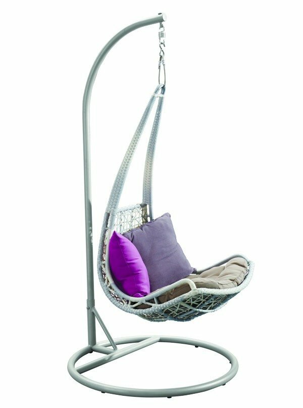 Плетеное подвесное кресло JoyGarden LEAF Светло-серый