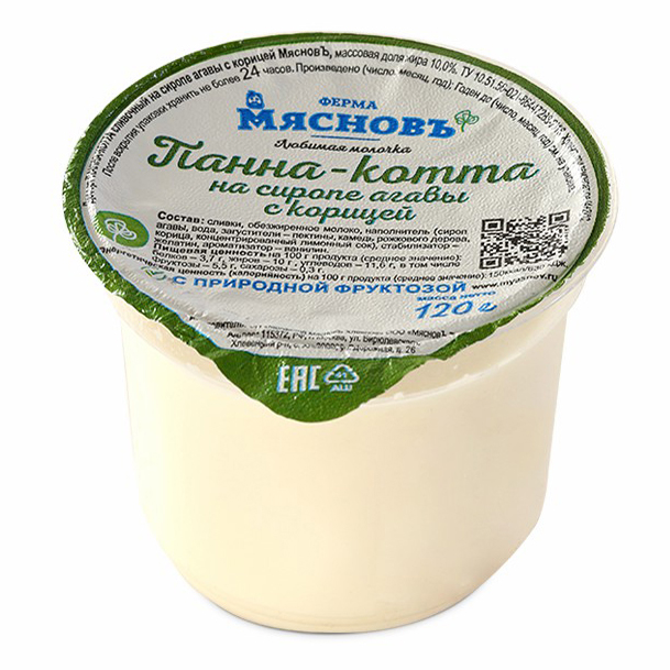 

Десерт сливочный МясновЪ ФЕРМА Панна-котта на сиропе агавы с корицей 10% 120 г