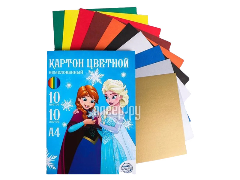 

Картон цветной Disney Холодное сердце Анна и Эльза А4 10 листов 10 цветов 4979433