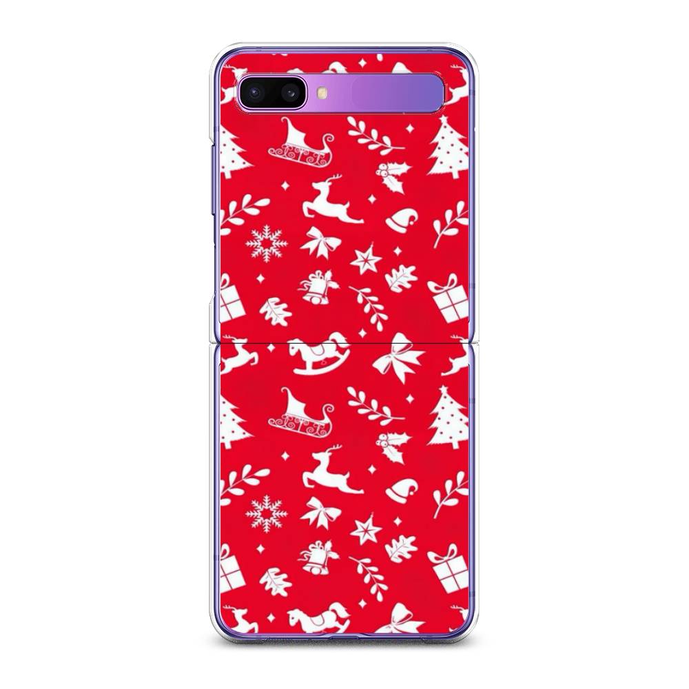 

Чехол на Samsung Galaxy Z Flip 1 "Красный новогодний фон", Красный;белый, 2107150-5