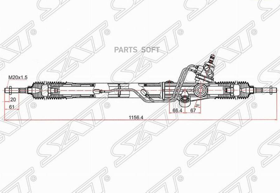 SAT Рейка рулевая Toyota Land Cruiser 98-02 LHD