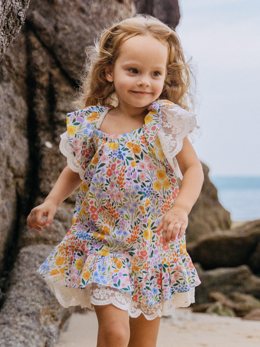 Платье детское Happy Baby 88189, mille-fleurs, 98 prime baby платье нарядное вечернее с коротким рукавом лёгкое летнее ppp01504