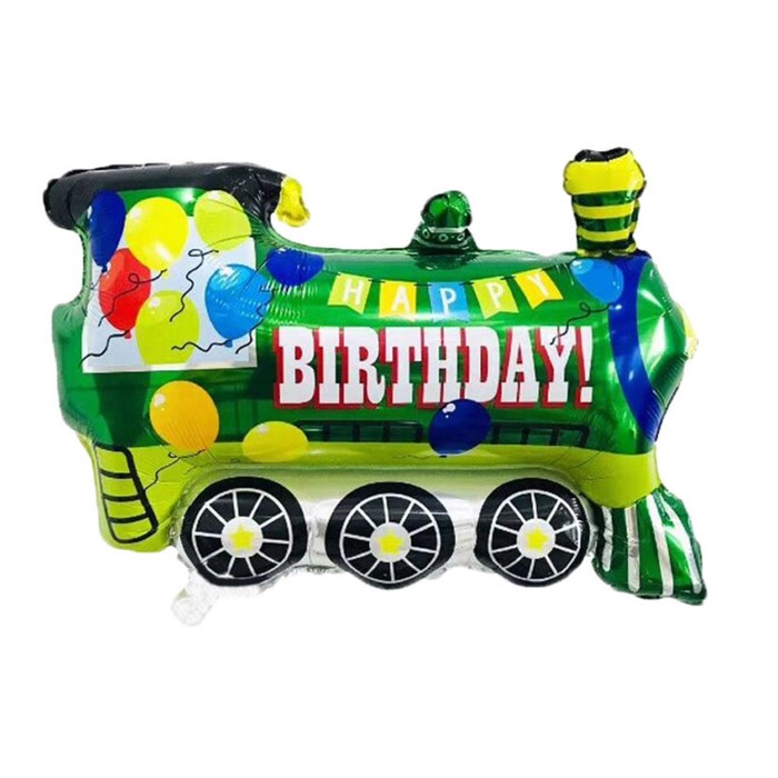 фото Шар фольгированный 24" "с днем рождения", паровозик, цвет зелёный страна карнавалия