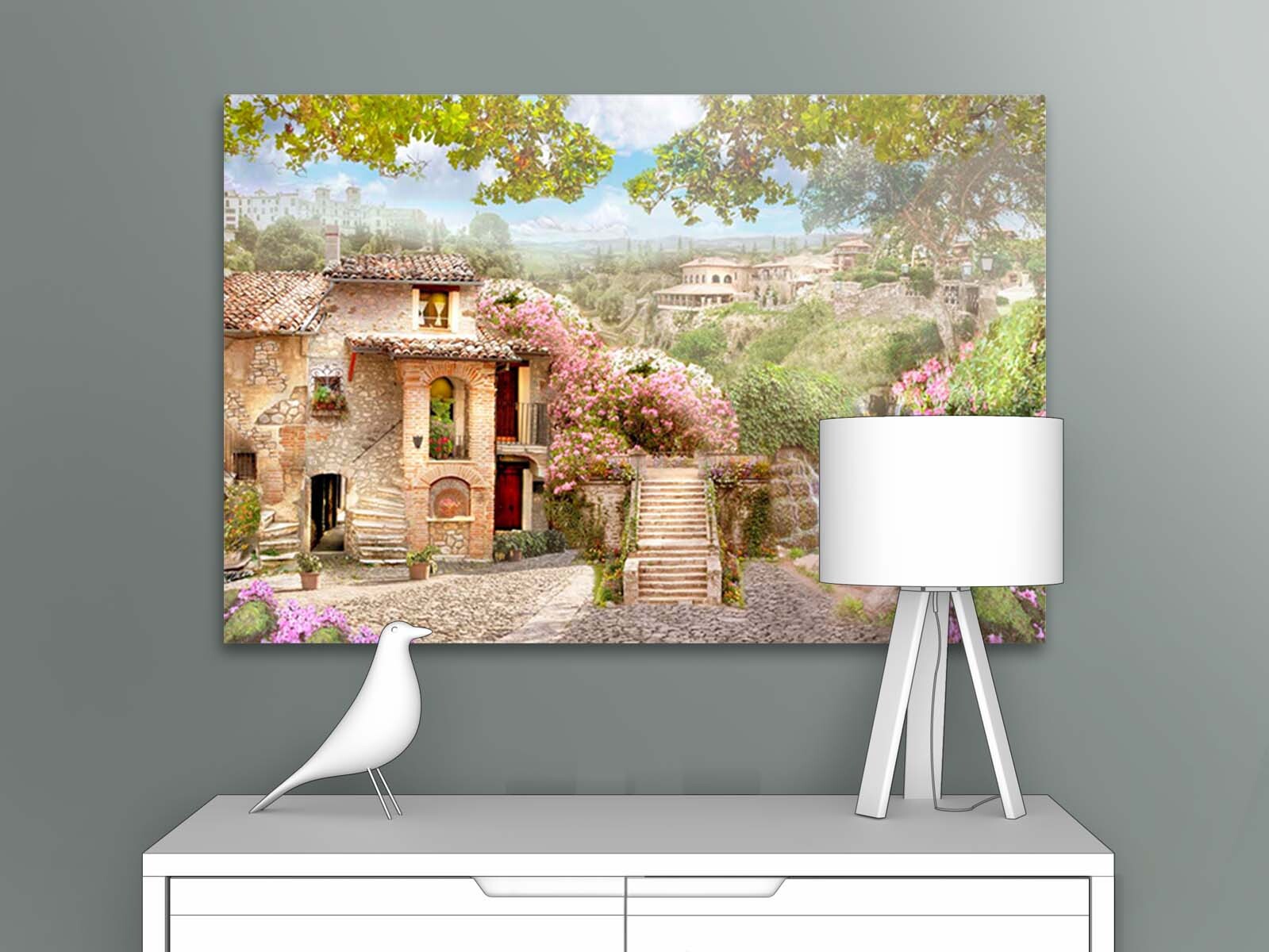 

Картина на стену для интерьера ПЕРВОЕ АТЕЛЬЕ "Улица с живописным садом" 90х60 см, Улица с живописным садом