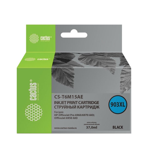 

Картридж струйный CACTUS (CS-T6M15AE) для HP OfficeJet Pro 6950/6960/6970, черный