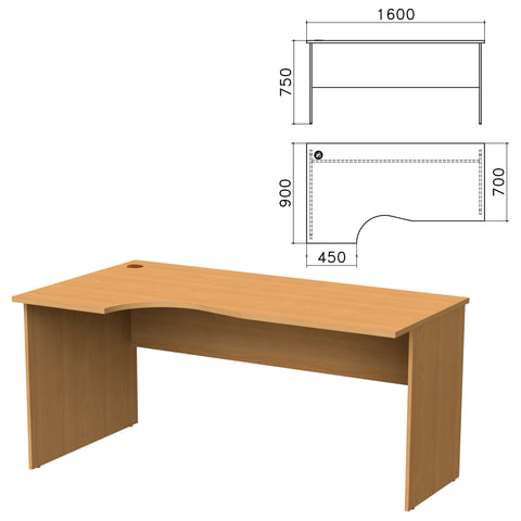 фото Стол письменный эргономичный "монолит", 1600х900х750 мм, левый, цвет бук бавария, см7.1