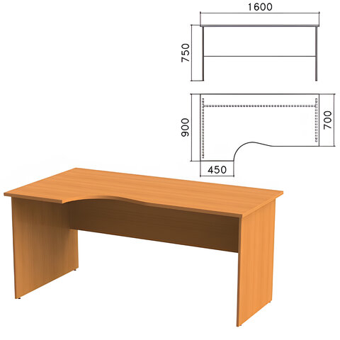 

Стол письменный эргономичный "Фея", 1600х900х750 мм, левый, цвет орех милан, СФ09.5