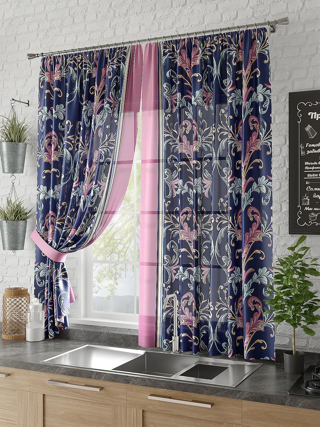 

Комплекты штор AT HOME Лесси высота 180 см, ширина 150 см, Синий/Голубой, 930402