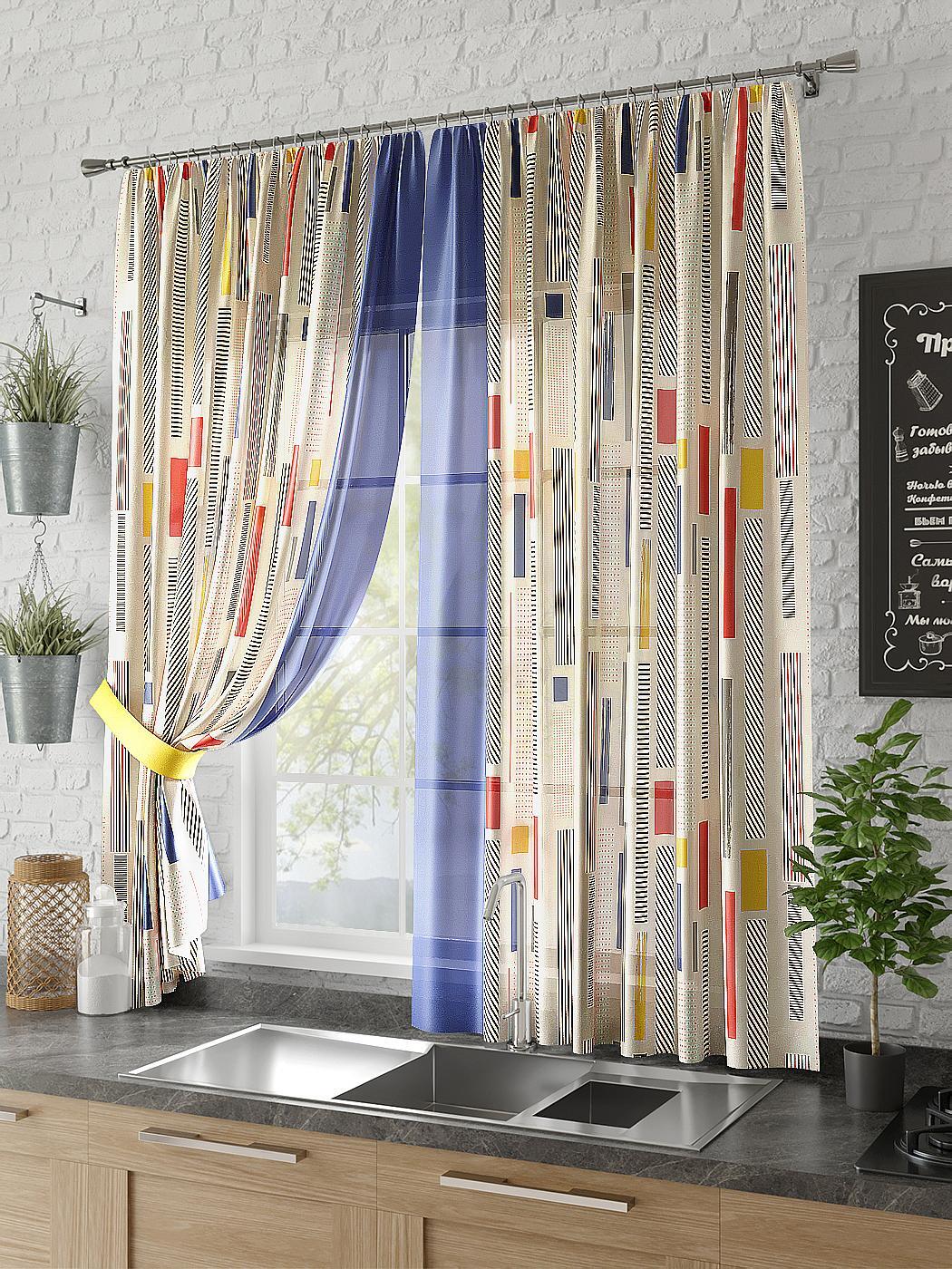 

Комплекты штор AT HOME Риччи высота 180 см, ширина 150 см, Синий/Голубой, 930342