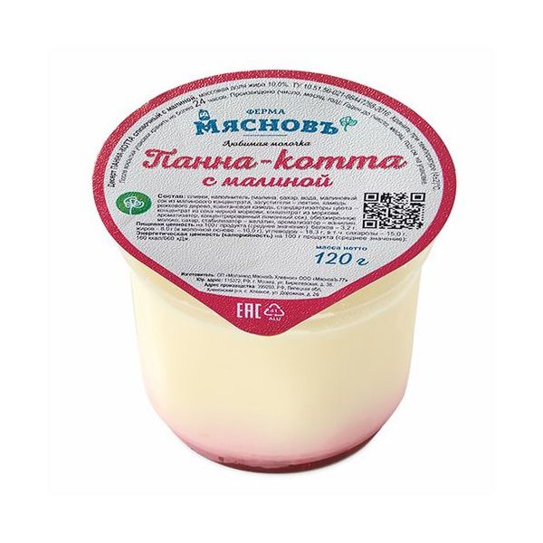 Десерт сливочный МясновЪ ФЕРМА Панна-котта с малиной 10% 120 г