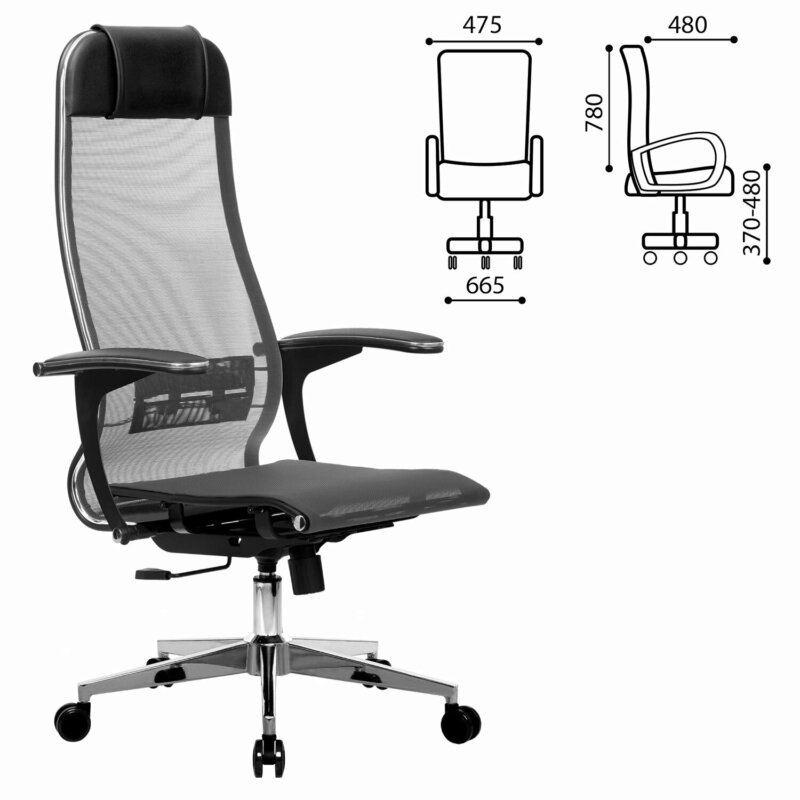 

Кресло компьютерное МЕТТА-4(MPRU)/подл.158/осн.004 Серый/Серый
