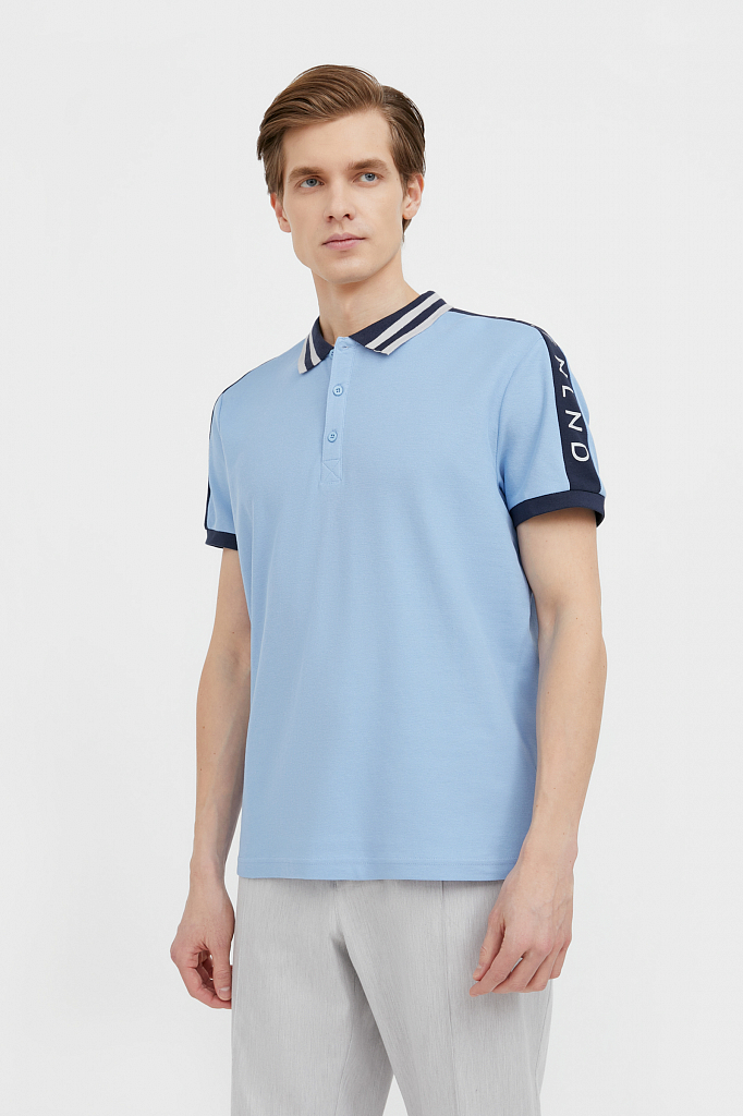 

Футболка-поло мужская B21-22029 Finn Flare голубая M, B21-22029