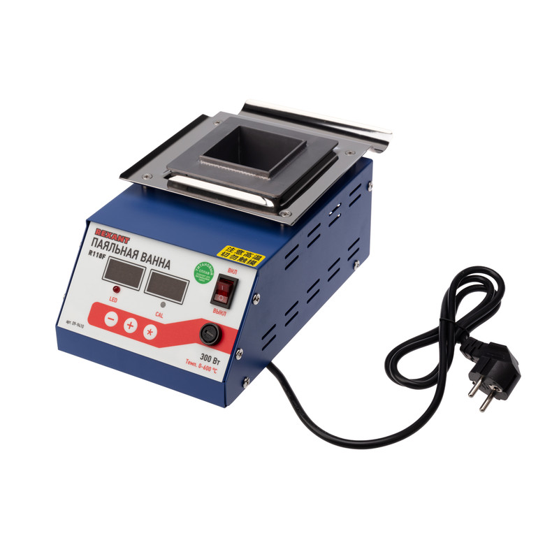 

Паяльная ванна REXANT, R118F, 300 Вт, 55х55х45 мм, 0-600 °C, бессвинцовая, цифровая