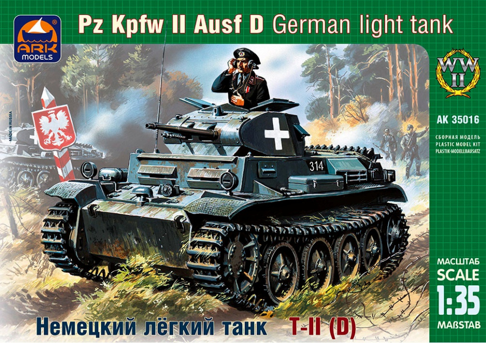 

Сборная модель ARK Немецкий лёгкий танк Pz Kpfw II Ausf D 1/35 35016