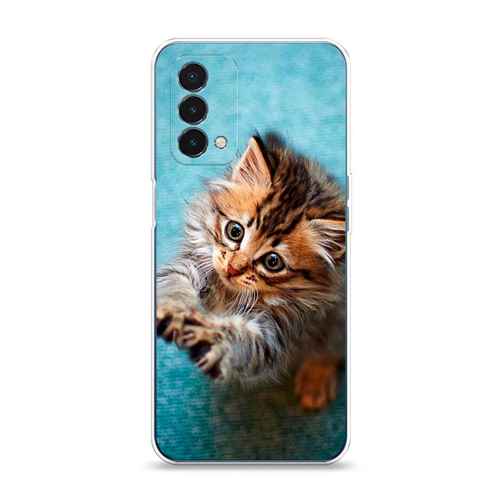 

Чехол Awog на OnePlus Nord N200 5G / ВанПлас Nord N200 5G "Котенок просит есть", Голубой;коричневый;белый, 152250-2