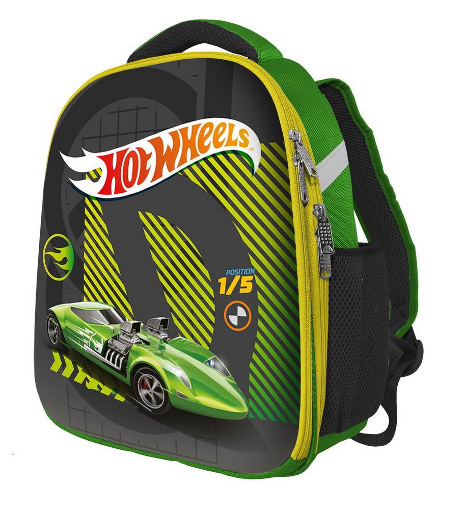 

Рюкзак CENTRUM Hot Wheels, каркасный, формованный зеленый 36см х 30см х 17 см, Черный, 90419
