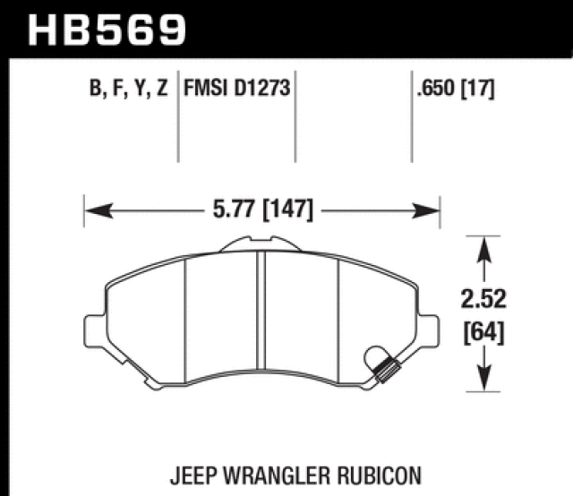 

Комплект тормозных колодок HAWK Performance HB569Y.650