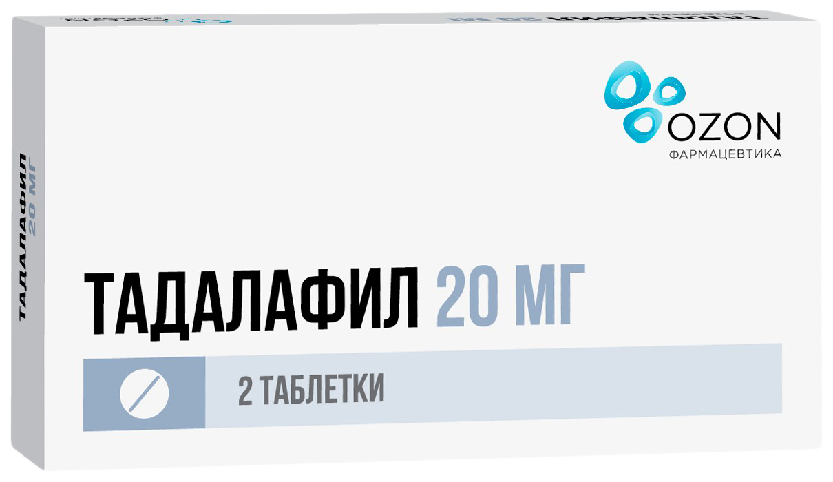 

Тадалафил таблетки покрытые пленочной оболочкой 20мг 2 шт.