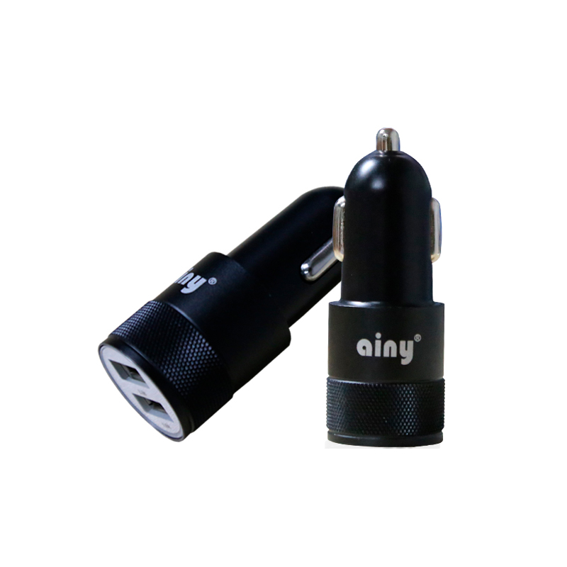 фото Автомобильное зарядное устройство ainy eb-018a с 2-мя usb 1 a / 2.4 a черный