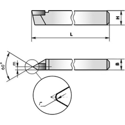 Резец резьбовой чертеж