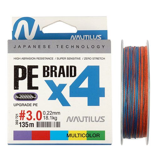 

Шнур Nautilus BRAID X4 135м Multicolour # 0.6 (0.08мм 4.5кг), Разноцветный, BRAID