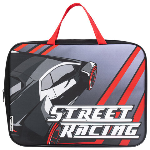 

Папка с ручками BRAUBERG А4 1 отделение ткань молния сверху 80 мм Street racing 270336