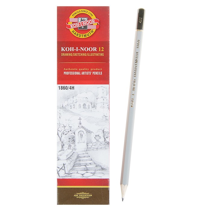 

Карандаш чернографитный Koh-I-Noor 1860 4H Gold Star, профессиональный, Gold Star