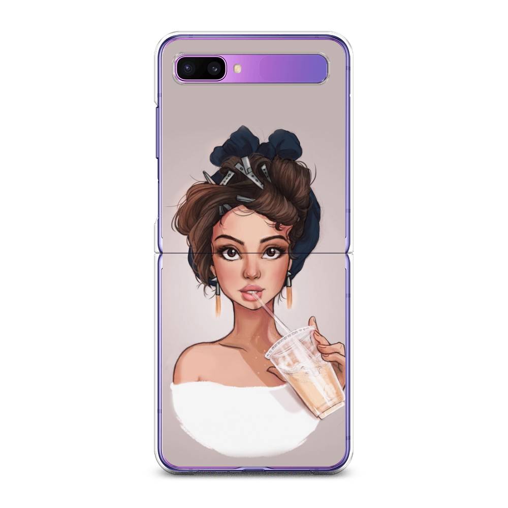 

Чехол на Samsung Galaxy Z Flip 1 "Девушка с фраппе", Серый, 2107150-6