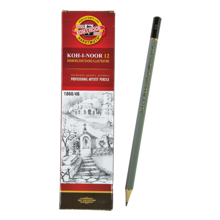 

Карандаш чернографитный Koh-I-Noor 1860 4B Gold Star, профессиональный, Gold Star