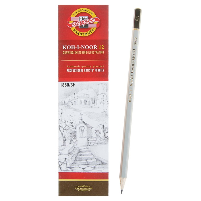 

Карандаш чернографитный Koh-I-Noor 1860 3H Gold Star, профессиональный, Gold Star