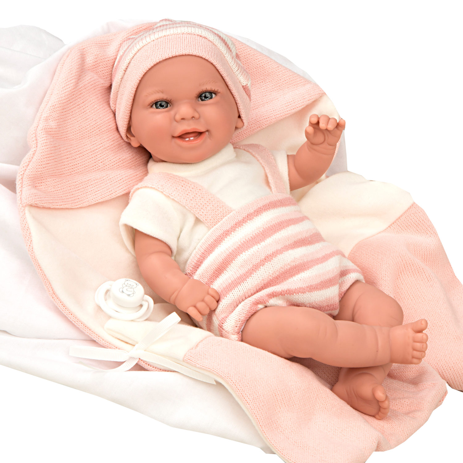 Пупс Arias ELEGANCE мягкая 35 см с соской и розовым комбинезоне