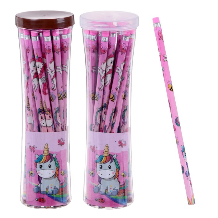 

Карандаш чёрнографитный с ластиком"Единорог", твёрдость НВ, Сказочный Единорог