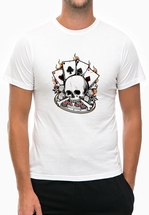 

Футболка унисекс NoBrand Poker Gambler Bone Skull белая XL, Белый, Poker Gambler Bone Skull White