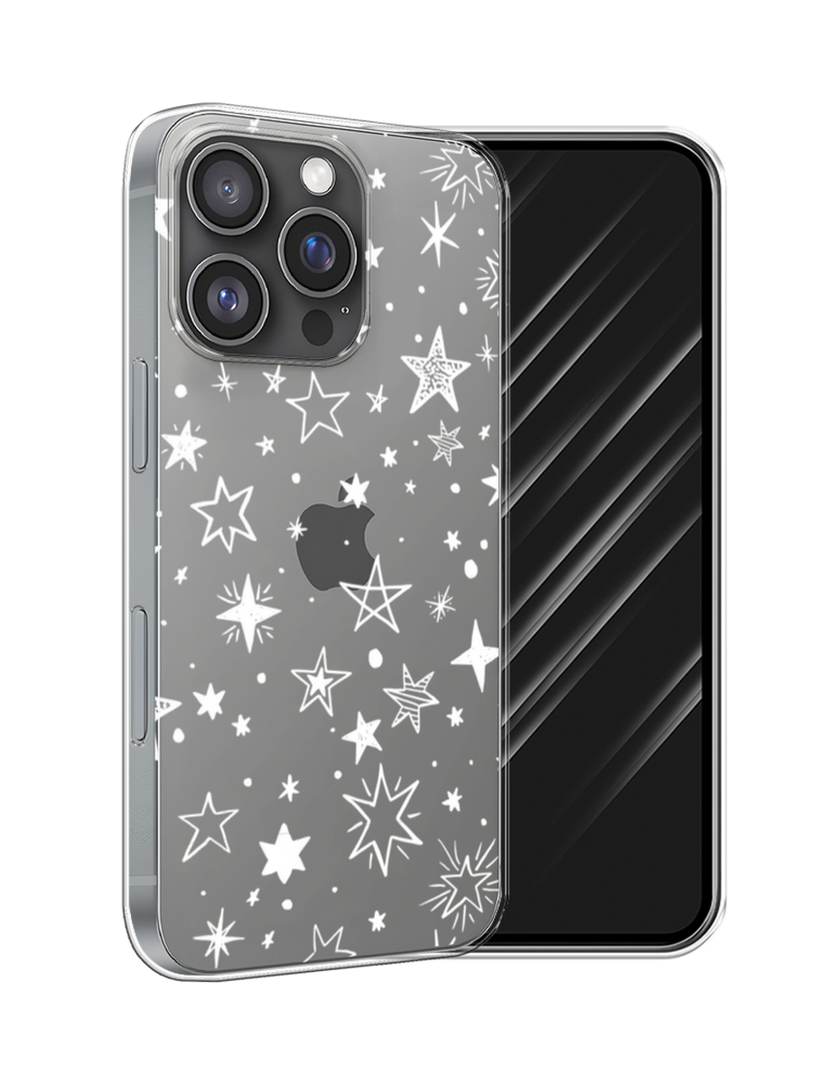 

Чехол Awog на Apple iPhone 16 Pro "Звездочки графика белая", Прозрачный;белый, 16250-1