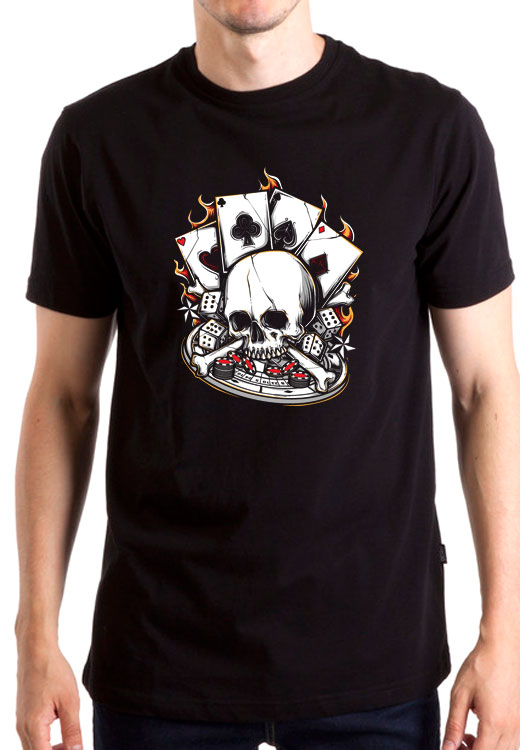 

Футболка унисекс NoBrand Poker Gambler Bone Skull черная M, Черный, Poker Gambler Bone Skull