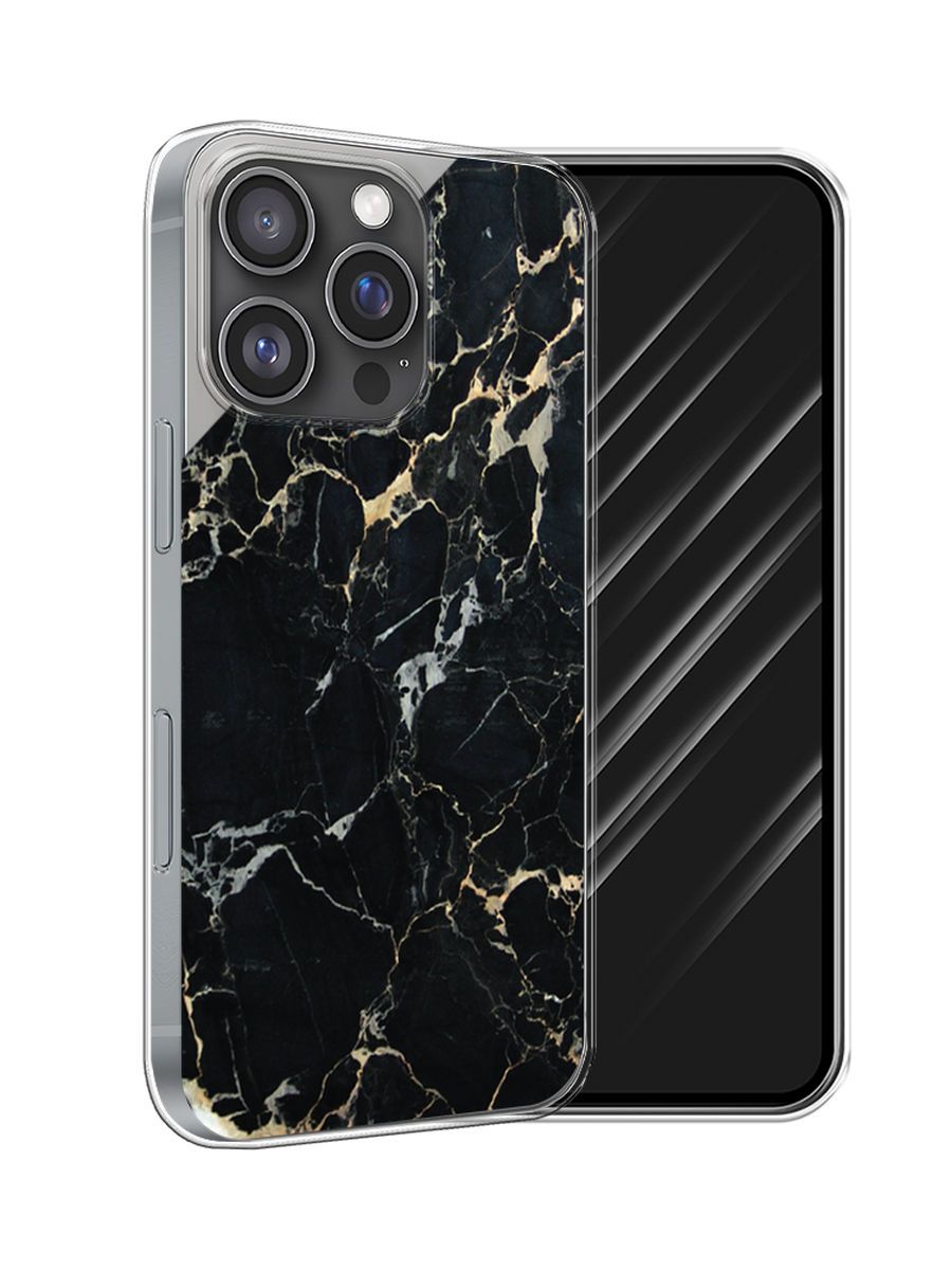 

Чехол Awog на Apple iPhone 16 Pro "Черный мрамор уголок", Черный;золотистый, 16250-1