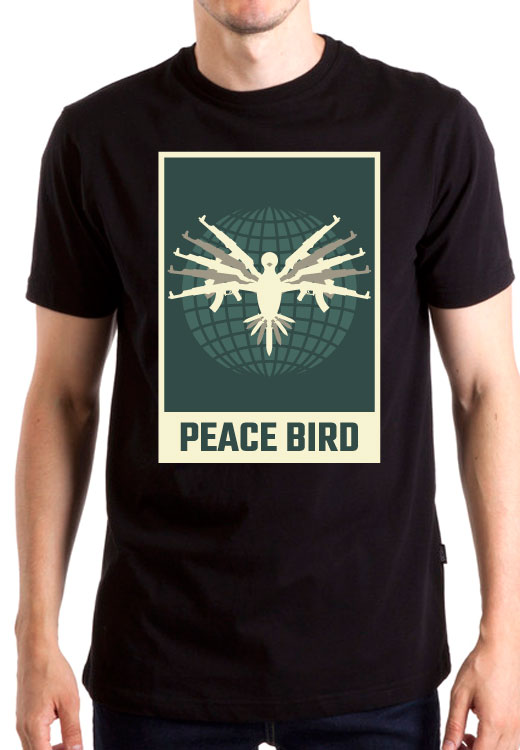 

Футболка унисекс NoBrand Peace Bird черная L, Черный, Peace Bird