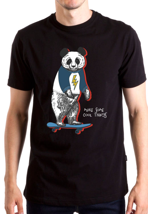 

Футболка унисекс NoBrand Panda Skating черная XXXL, Черный, Panda Skating