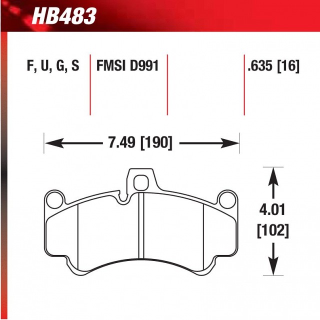

Комплект тормозных колодок HAWK Performance HB483U.635