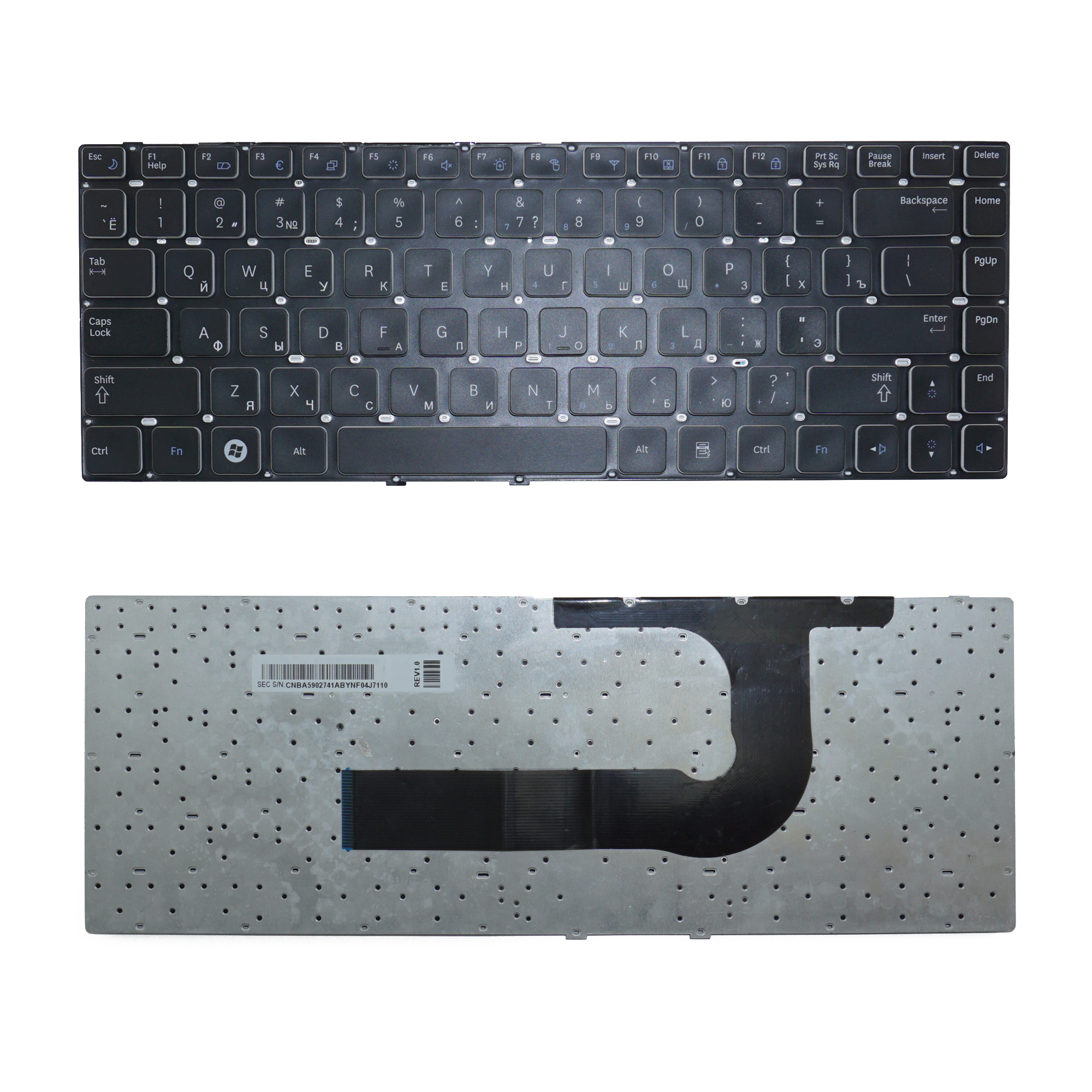 

Клавиатура Azerty для ноутбука Samsung Q430/ P330 черная с белым, без рамки, 02663C