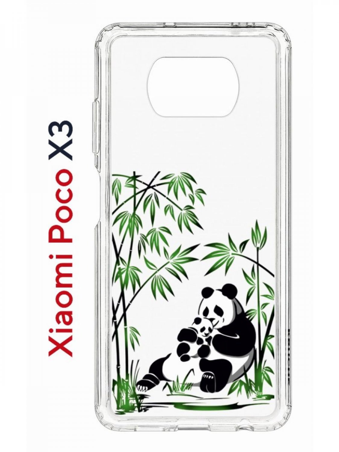 фото Чехол на xiaomi poco x3/x3 pro kruche print панды,противоударный бампер с принтом кruче