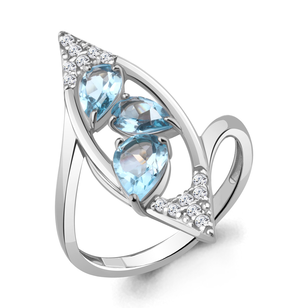 

Кольцо из серебра с топазом\фианитом Aquamarine Aquamarine 6968905А_925_р р, 6968905А_925_р