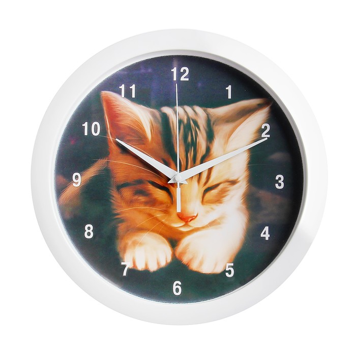 

Часы настенные, серия: Животный мир, Котенок, плавный ход, d=28 см