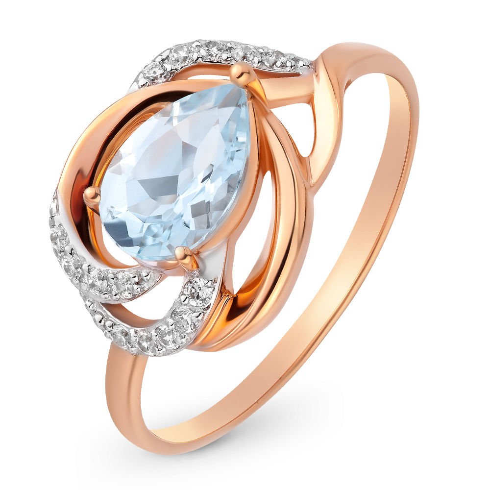 

Кольцо женское из красного золота с топазом 585Gold 201007712, р. 19,5, 201007712