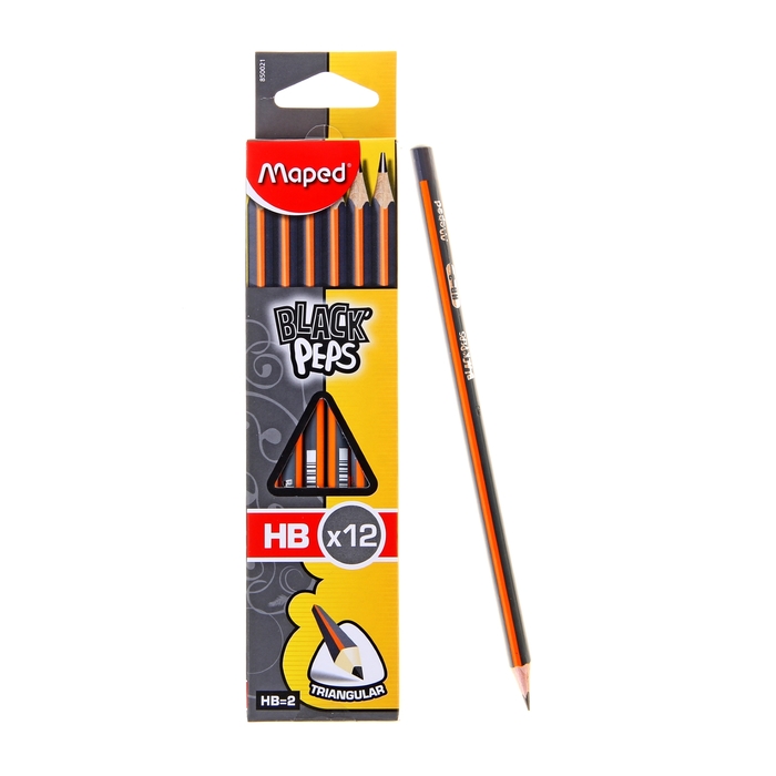 

Карандаш чернографитный Maped Black Peps HB, трёхгранный