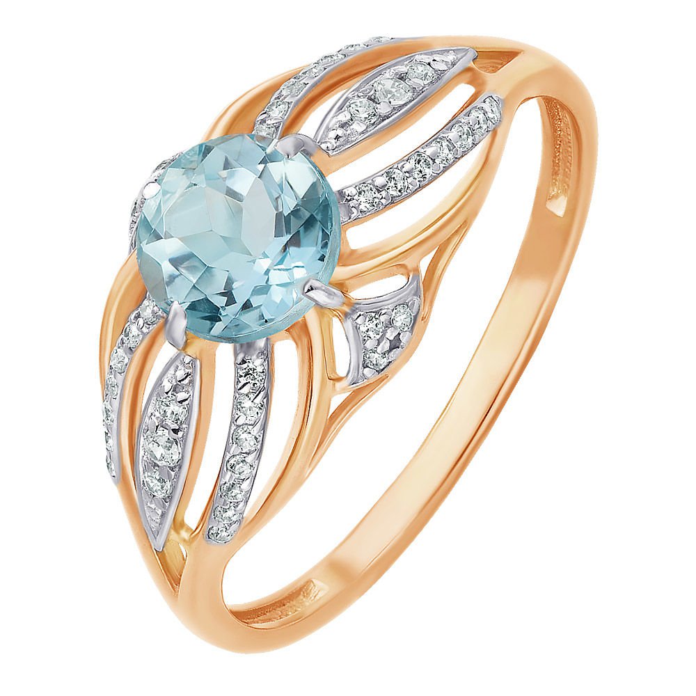 

Кольцо женское из красного золота с топазом 585Gold 201010946, р. 18,5, 201010946